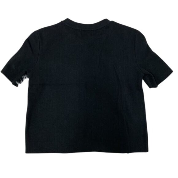 Zara Trafaluc Black Pearl-Embellished Ribbed Knit Sweater Top - Picture 6 of 6